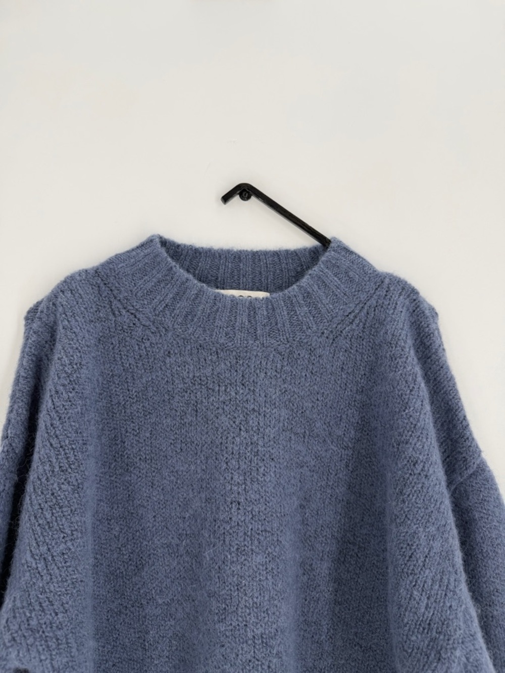 Cos Loose Fit Cropped Sky Dusty Blue Knitted Wool Alpaca Blend Jumper Sweater
